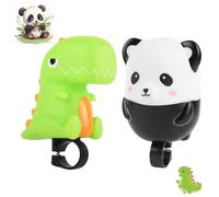 2 Piezas Bocina de Bicicleta para Niños, Dinosaurio Verde, Panda, Bocina de Scooter Tipo Empuje, Trompeta de Dibujos Animados para Niños Niñas Scooter, Accesorios Bicicleta Equilibrio