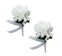 2 Piezas Boda Boutonniere,Ramillete De Rosa De Flores,Ramillete Novio,Nupcial Ramilletes Accesorios,Boda Dama Honor Ramillete,Se Utiliza para Bodas, Fiestas De Baile, Banquetes, Aniversarios