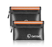 2 Piezas Bolsa Antifuego para Dinero 20 x 13 cm - Documentos Ignífuga con Aislamiento Térmico y Tiras Reflectantes para Objetos de Valor,Pasaporte, Factura - Negro