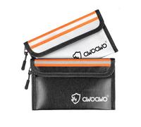 2 Piezas Bolsa Antifuego para Dinero 20 x 13 cm - Documentos Ignífuga con Aislamiento Térmico y Tiras Reflectantes para Objetos de Valor,Pasaporte, Factura - Negro Plata