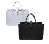 2 Piezas Bolsa Cesta Fieltro Madera Leña,Bolsa de Fieltro Shopper de Fieltro Bolsa de Fieltro Grande Bolsa de Leña Bolsa de Madera Para Leña Bolsa de Compras Grande Plegable Bolsa Asa Cesto Fieltro