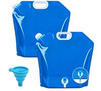 2 Piezas Bolsa de Agua Plegable, 10L Bidon Agua Plegable, Envase de Agua Portátil, Bidón de Agua Plegable con Grifo, Bidón Plegable, sin BPA, para Camping, Picnics, Senderismo, Almacenamiento