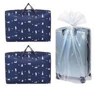 2 Piezas Bolsa De Almacenamiento,Bolsa De Ropa De Tela Oxford 87 L,Bolsas De Mudanza Móviles Con Cremallera Y Asa,Cajas de Mudanza Grandes Para Edredón, Mantas,Almohadas,Viajes