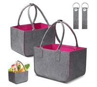 2 Piezas Bolsa de La Compra de Fieltro 40x27x27cm Bolsa de Fieltro con Mango Bolsa de Fieltro Plegable Bolsa Compras Reutilizable para Comprar Leña Almacenamiento de Juguetes Periódicos Bolsa
