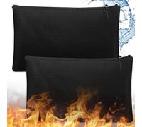 2 Piezas Bolsa Ignifuga Dinero: WIYETY Fundas para Documentos Ignífugas, Bolsa de Documentos Ignífuga, Bolsa de Documento Impermeable a Prueba para Documentos A4, Pasaporte, Efectivo, Negro