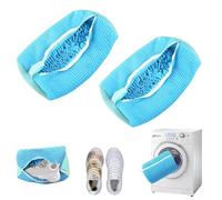 2 Piezas Bolsa Lavadora Zapatillas, Reutilizable Bolsa para Lavar Zapatillas en Lavadora, Lavar Zapatillas Lavadora con Pelusa de Limpieza de 360°, Bolsa Zapatillas Lavadora para Lavadora (Azul)