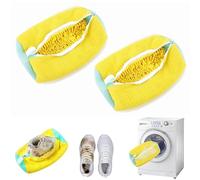 2 Piezas Bolsa Lavadora Zapatillas, Reutilizable Bolsa para Lavar Zapatillas en Lavadora, Lavar Zapatillas Lavadora con Pelusa de Limpieza de 360°, Bolsa Zapatillas Lavadora para Secadora y Lavadora