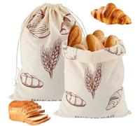 2 Piezas Bolsa Pan de Lino con Cordón, 30×40cm Bolsa de Pan Reutilizable, Volsas de Pan de Lino Natural, Multifuncional Bolsas de Almacenamiento de Pan de Gran para Verduras, Frutas, Café en Grano