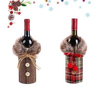 2 Piezas Bolsas Botellas Vino Navideñas,Decoración Cubierta Botella Vino,Suéter Botella Vino Navidad,Bolsas de Vino Tinto para Vestir,Ideal para Navideñas la Decoración del Partido Mesa de Cena (A)
