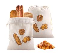 2 Piezas Bolsas de Pan de Lino, Bolsa Pan Reutilizables, Bolsa de Almacenamiento de Pan con Cordón, Bolsa Tela Grande, Bolsa Pan Tela, Bolsas de Pan Ecológicas, para Pan, Baguette, Frutas, Verduras