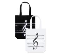 2 piezas Bolsas de Tela con Cremallera, Bolso de Novela Mágica y Bolsa Milan, Tote Bag Ideal para Compra Plegable y Partituras de Piano, Elegante y Práctico Tote Bag con Diseño de Pentagramas