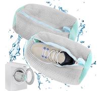 2 Piezas Bolsas para la Colada para Zapatos, Bolsa Zapatos Lavadora, Saco Lavadora para Zapatos Reutilizable, Bolsa Lavadora Zapatillas con Cremallera, Bolsa de Lavado de Zapatos (Gris)