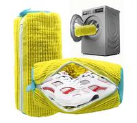 2 Piezas Bolsas Protectoras para Lavar Zapatos en Lavadora, Reutilizables con Limpieza 360°, Cremallera Oculta y Segura, para Todo Tipo de Calzado y Secadora (Amarillo)