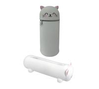 2 Piezas Bolso A Lápiz De Gato, Bolso De Lápiz Lindo, Bolso Divertido De Lápiz, Bolso Creativo De Lápiz De Silicona, Papelería De Estudiante.