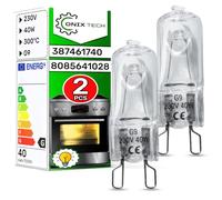 2 Piezas Bombilla Halogena G9 para Horno 40W 230V 300°С 3874617404 para Aeg | 387461740/4 808564102/8 8085641028 para Electrolux - Garantía de 5 Años - ONIX TECH