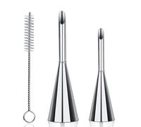 2 Piezas Boquillas de Acero Inoxidable, Reposteria Inyector, Pastelera Boquilla Manga, Crema Herramientas de Decoración de Tuberías para Rellenar Donas, Cupcakes con Cepillo de Limpieza