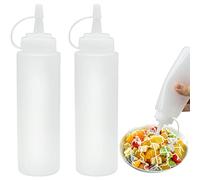 2 Piezas Botella Salsa Exprimible Plastico Transparente, Dispensador Ketchup y Mostaza Squeeze Bottle 250ml