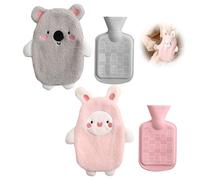 2 Piezas Botellas De Agua Caliente Mini Bolsa De Agua Caliente Se Pueden Usar Para Aliviar El Dolor De Estómago Espalda Y Piernas Brindar Calidez Es Un Regalo Para La Familia Gris Y Rosa