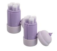 2 Piezas Botellas de Silicona para Artículos de Tocador 60 Ml | Juego Cuatro en Uno, Apertura Ancha y Cierre Hermético, Color Púrpura, Plástico y Silicona