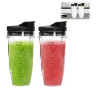 2 Piezas Botellas Licuadora, 710Ml Batidora De Vaso Portatil Licuadora Repuestos Vasos Licuadora Con Tapa ExtraíBle Cuchilla Extractora Para Bl2012//Bl480/Bl490/Bl640/Nn100A/Nn101/Nn102