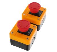 2 Piezas Botón de Parada de Emergencia de Nailon, Rojo | Cabezal Tipo Hongo, Reinicio por Rotación, Cubierta Protectora, de 100000 Pruebas Mecánicas