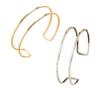 2 Piezas Brazaletes Abiertos, Brazaletes Abiertos De Doble Capa, Brazaletes, Brazaletes Abiertos, Brazaletes Personalizados De Moda, Brazaletes Abiertos Ajustables, Joyas Geométricas Apilables