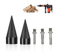 2 Piezas Broca Para Leña, Astilladora de Leña 42 mm + 32 mm Cortador de Leña con 3 Asas de Perforación Adecuadas para Divisores de Madera, Divisores de Troncos