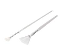 2 Piezas Brocha Aplicadora Facial en Abanico de Nylon y Aluminio | Cobertura Uniforme, Limpieza Sencilla, Uso en Viaje y Spa, Adecuado para Labios y Base Líquida