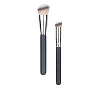 2 Piezas Brocha de Maquillaje, Madera y Fibra Sintética | Correctora y Base, Aplicación Rápida Profesional, Compatible Crema, Líquido y Polvo