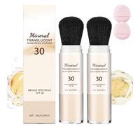 2 piezas Brocha De ProteccióN Solar En Polvo Mineral,Polvos Minerales Fijadores Con Protector Solar, Para Rostro Y Cuerpo, Polvos Faciales Mate Naturales Con Control De Grasa,Ligeros Y Transpirables