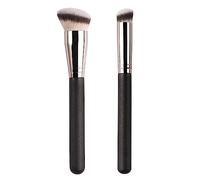 2 Piezas Brocha Plana Kabuki, Brochas Para Maquillaje Facial Fluido, Cepillo Profesional de Base y Corrector