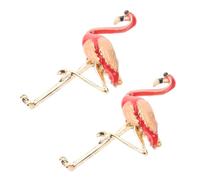 2 Piezas Broche de Flamenco Pecho de Aleación Roja Elegante | Accesorio Multiusos, Fijación Rápida, para Vestidos y Solapas, Adecuado en Bodas y Trabajo