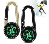 2 piezas brújula con mosquetón, brújula colgante brújula con llavero y mosquetón, brújula al aire libre, mosquetón portátil multifuncional de metal para camping, senderismo, viajes