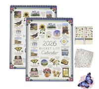 2 Piezas Bucket List Calendario 2026, Calendario Pared Inspirador De Temporada 2026, Calendarios De Pared Con Espirals 12 Meses Divertido, Planificador Mensual Familiar, Para Hábitos, Lectura