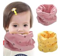 2 Piezas Bufanda y Pañuelo Cuello Algodón Infantil Calentador Otoño Invierno a Prueba de Viento (rosa+amarillo)