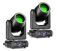 2 piezas Cabeza Móvil LED 200W Beam Iluminación de Escenario 7+1 Colores12 Gobos con tira de luz 18 Prisma Foco Luces de Fiesta DMX512 para Fiesta Cumpleaños Bar Discoteca