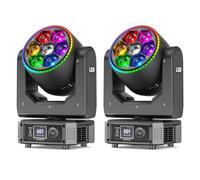 2 Piezas Cabeza Móvil Wash Beam de 300W, LED RGBW de 7x30 W con Tira de Luces 540°X 250°Y 360°Z d-mx512 Zoom 4,5°-45° Activación por Sonido Pantalla LCD para Escenario Fiesta Bar Concierto DJ
