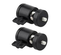 2 Piezas Cabezal de Bola para Trípode, 1/4 Pulgadas Metal, Negro | Tuerca de Ala y Pomo Grande, Orientación Ajustable, Bloqueo Rápido, para LED y Videocámara