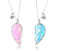 2 Piezas Cadenas de BFF Collar, Collar Mejores Amigas, BFF Collares para 2, Cadena de la Amistad Mejores Amigos, Best Friends Cadena con Colgante, Amigos Collar para Siempre para Mujeres Y Niñas
