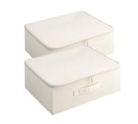 2 piezas Caja de Almacenamiento con Tapa, Gran capacidad Plegable caja almacenaje con asas y doble cremallera, Limpieza repetible organizador ropa para guardar mantas y ropa
