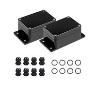 2 Piezas Caja de Conexiones Estanca, Caja de Conexión para Electrónica, IP65 Caja de Conexiones de Plástico Conectores, Cajas de Proyectos Electrónica Plástico, Orejas Negras, 100 X 68 X 50MM