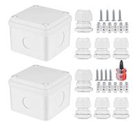 2 Piezas Caja de Conexiones Estanca IP66, Caja Conexiones Estanca Exterior Electrica, Conector de Cable Electrónico, con Destornillador, 75x75x50 mm/Blanco