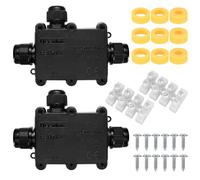 2 Piezas Caja de Conexiones IP68 Impermeable, Caja Estanca Exterior Electrica, Cajas Estancas Conexiones de Cables, 3 Vías Conector Estanco para Cables de Iluminación Ø 5mm-15 mm