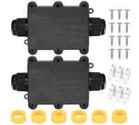 2 Piezas Caja de Conexiones IP68 Impermeable, Caja Estanca Exterior Electrica, Cajas Estancas Conexiones de Cables, 2 Vías Conector Estanco para Cables de Iluminación Ø 5mm-15 mm