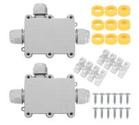 2 Piezas Caja de Conexiones IP68 Impermeable, Caja Estanca Exterior Electrica, Cajas Estancas Conexiones de Cables, 3 Vías Conector Estanco para Cables Ø 5mm-15 mm