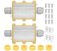2 Piezas Caja de Conexiones IP68 Impermeable, Caja Estanca Exterior Electrica, Cajas Estancas Conexiones de Cables, 2 Vías Conector Estanco para Cables de Iluminación Ø 5mm-15 mm