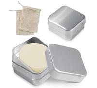 2 Piezas Caja de Jabón de Viaje, Caja de Jabón de Aluminio con Rejilla de Escurrido y Tapa, Pequeña Caja Cuadrada para Jabón Sólido, Champú, Acondicionador - Ideal para Hombre, Mujer, Viajes y Gimnasi