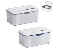 2 Piezas Caja de Pañuelos Húmedos, Dispensador de Toallitas Humedas Bebe, Caja para Toallitas Húmedas con Tapa, Caja de Papel Higiénico Húmedo, para Papel de Almacenamiento, Máscaras(Gris, Azul)