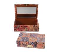 2 Piezas Caja de Pintalabios Retro, Corcho y Doble Espacio | Diseño Vintage Azul Floral y Paisley, para Barras y Brillos, Uso en Tocador y Hogar