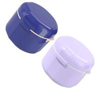 2 Piezas Caja de Transporte Tapa, Pp, Redonda | Diseño de Drenaje y Enjuague, Formato Portátil para Bolsa o Bolsillo, Apta para Dentaduras Parciales